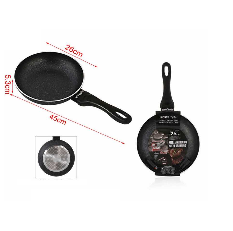 Tapadásmentes alumínium serpenyő szilikon nyéllel 26cm Kmt STYLE