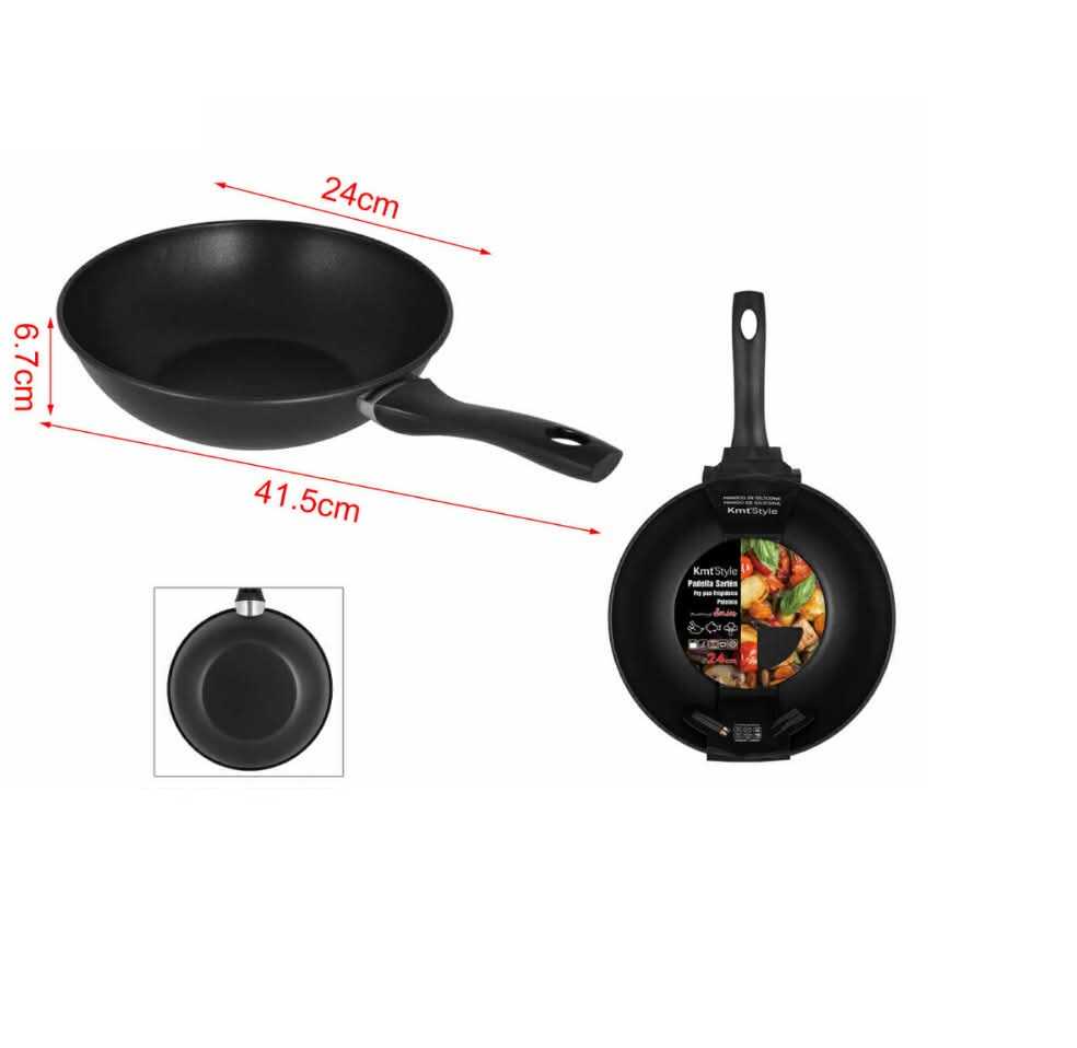 Mély tapadásmentes wok serpenyő szilikon nyéllel 24cm Kmt STYLE