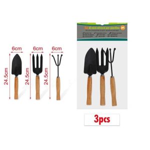 Mini kerti szerszám készlet fa nyéllel 3 darabos Kmt TOOLS