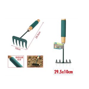 Kerti kézi gereblye szivacsos markolattal és fa nyéllel 29.5cm Kmt TOOLS