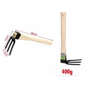Kerti kézi talajlazító és kultivátor villa fa nyéllel 38cm Kmt TOOLS