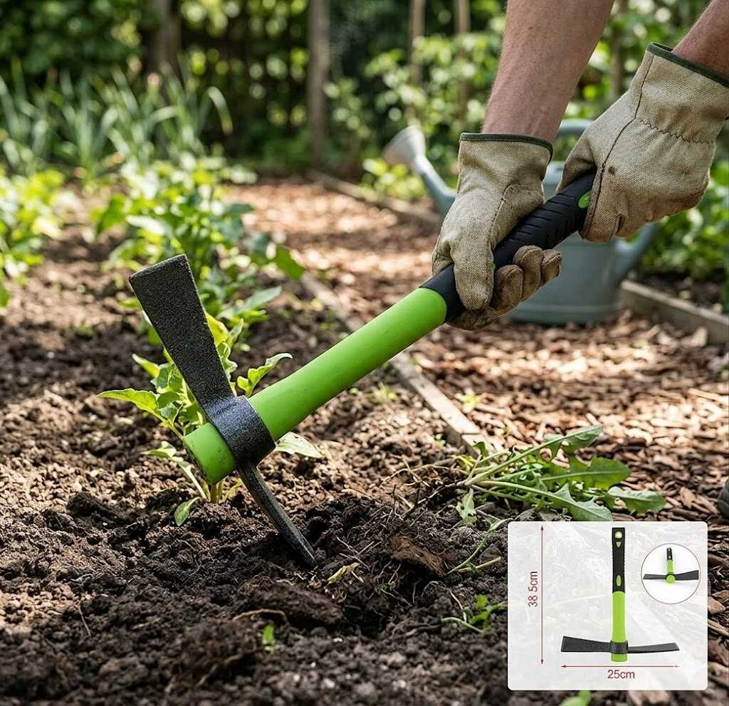 Kerti mini kézi keresztcsákány és talajlazító üvegszálas nyéllel 350g Kmt TOOLS - Image 3