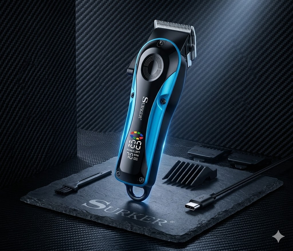 Nagy teljesítményű professzionális hajvágó gép extra hosszú üzemidővel és LCD kijelzővel Surker - Image 3