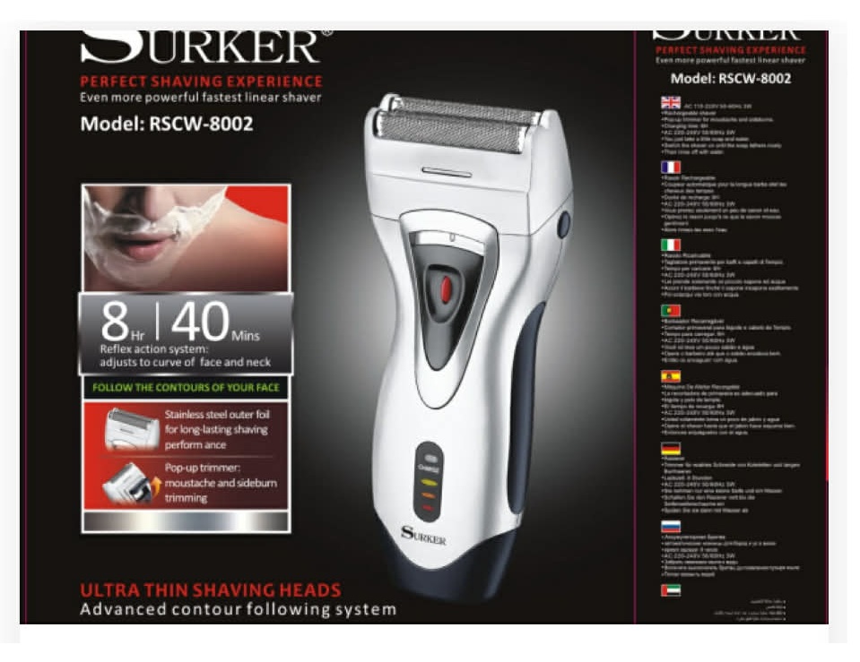 Klasszikus tölthető szitás borotva kipattintható pajeszvágóval és ultra vékony nemesacél szitával Surker - Image 2