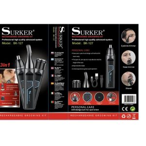 3 az 1-ben professzionális akkumulátoros orrszőr-, fülszőr- és szemöldöknyíró készlet Surker