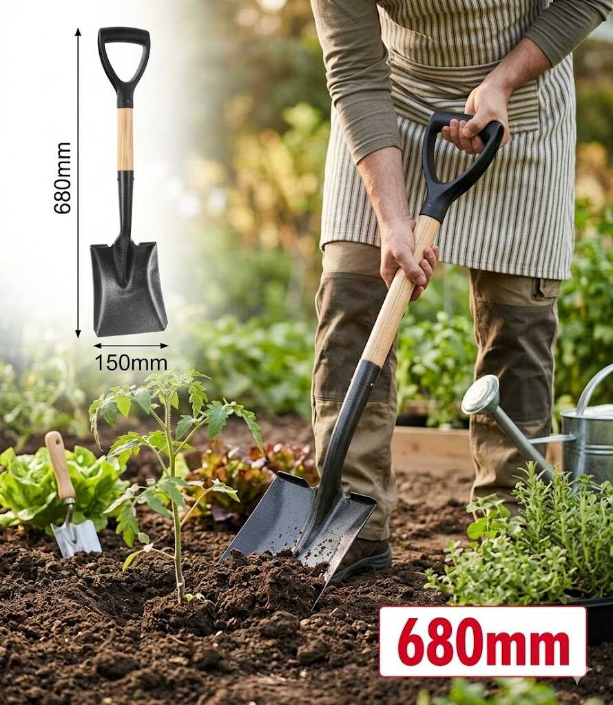 Kerti rövid ásólapát D-markolattal és fa nyéllel 680mm Kmt TOOLS - Image 2