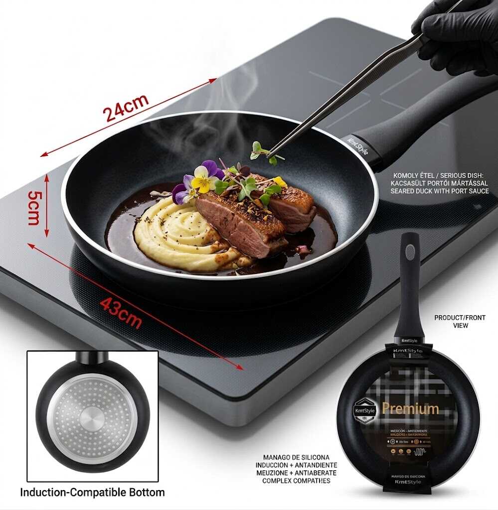 Tapadásmentes alumínium prémium serpenyő szilikon nyéllel 24cm Kmt STYLE - Image 3