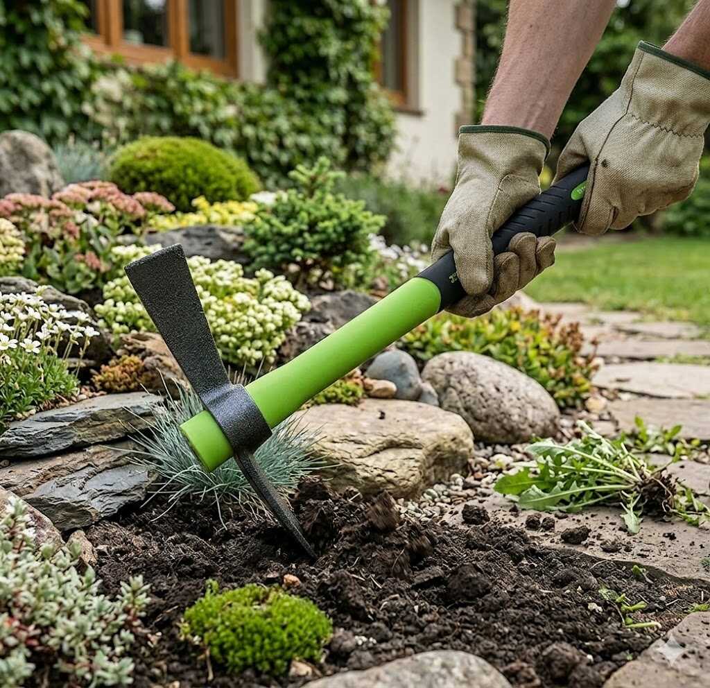 Kerti mini kézi keresztcsákány és talajlazító üvegszálas nyéllel 350g Kmt TOOLS - Image 2