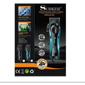 Nagy teljesítményű professzionális hajvágó gép extra hosszú üzemidővel és LCD kijelzővel Surker