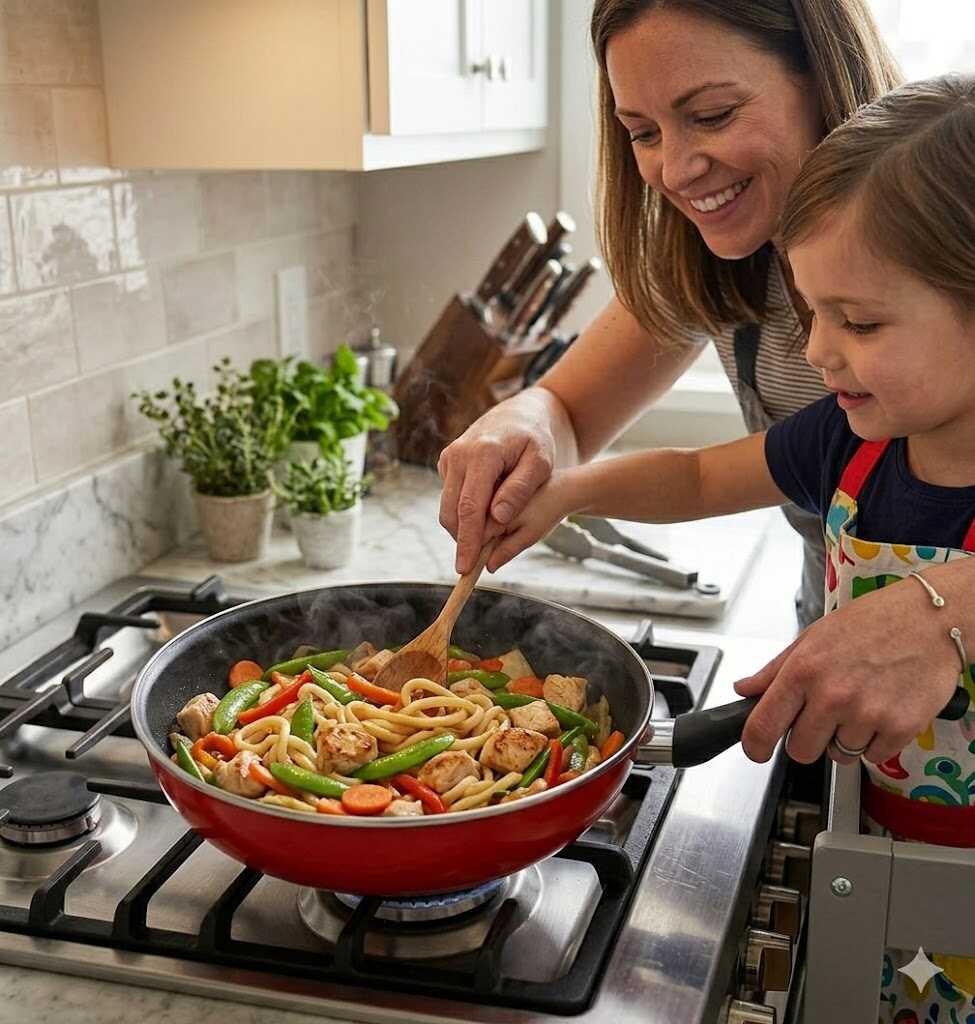 Mély tapadásmentes piros wok serpenyő 24cm Kmt STYLE - Image 2