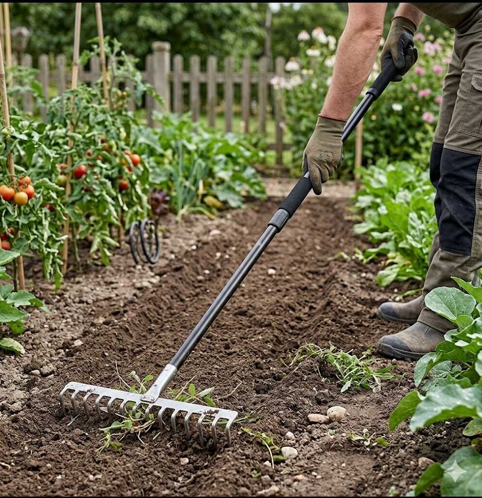 Kerti acélgereblye megerősített fém nyéllel és csúszásmentes markolattal 1.5m Kmt TOOLS - Image 4