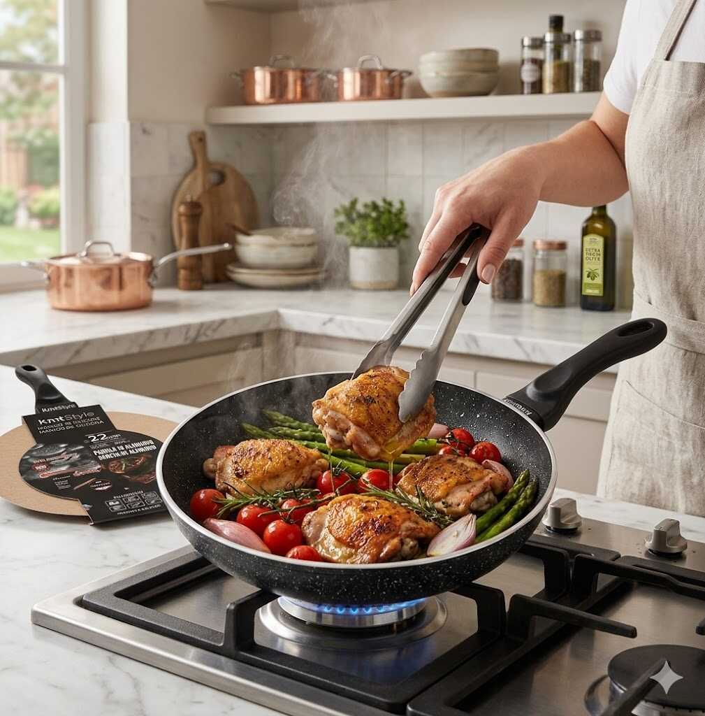 Tapadásmentes alumínium serpenyő szilikon nyéllel 22cm Kmt STYLE - Image 4