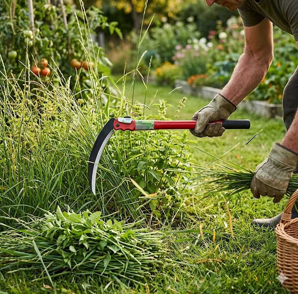 Kerti kézi sarló fém nyéllel és gumírozott markolattal 490mm Kmt TOOLS - Image 4