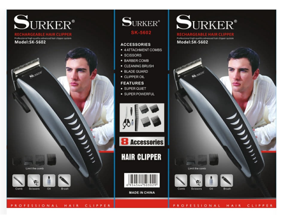 Professzionális tölthető hajvágó gép precíziós vágórendszerrel és 8 részes tartozék készlettel Surker - Image 2