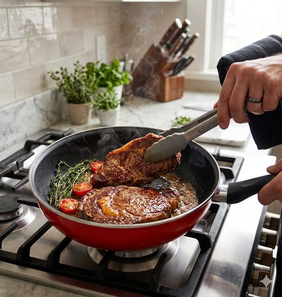 Mély tapadásmentes piros wok serpenyő 24cm Kmt STYLE - Image 4