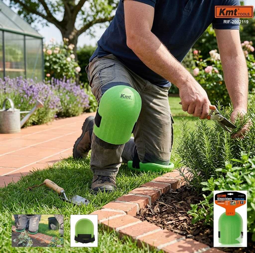 Kerti térdvédő pár állítható pánttal zöld 190x150mm Kmt TOOLS - Image 5