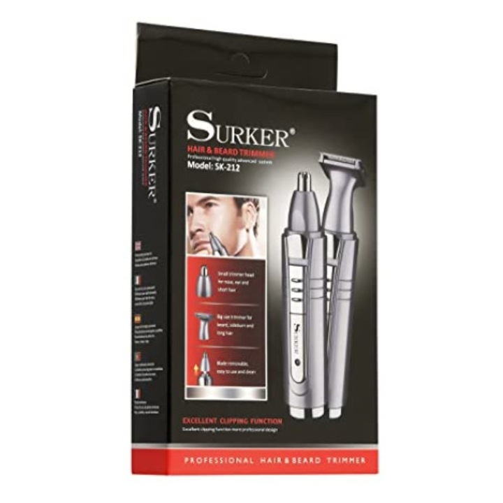 2 az 1-ben akkumulátoros orrszőrnyíró és precíziós pajeszvágó szett önélező pengékkel Surker - Image 3