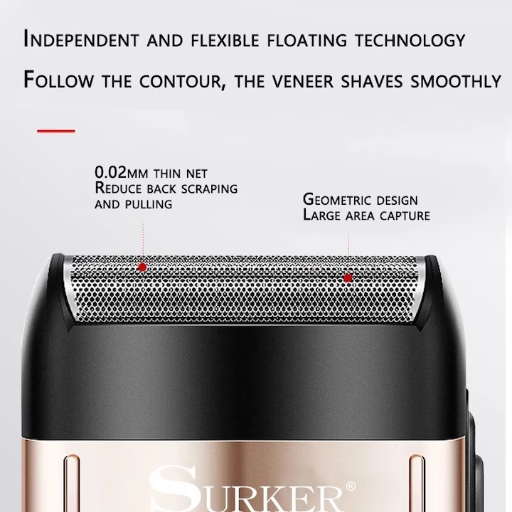 Kompakt hordozható elektromos borotva LCD kijelzővel és 180 perces üzemidővel Surker - Image 5