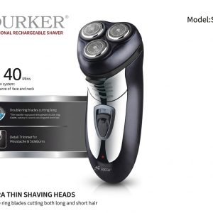 Professzionális 3 fejes körkéses borotva kipattintható pajeszvágóval és ultra vékony szitával Surker