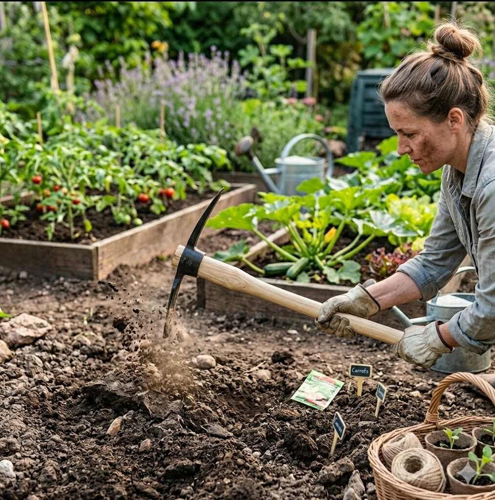 Kerti kézi csákánykapa és irtókapa natúr fa nyéllel 38cm Kmt TOOLS - Image 2