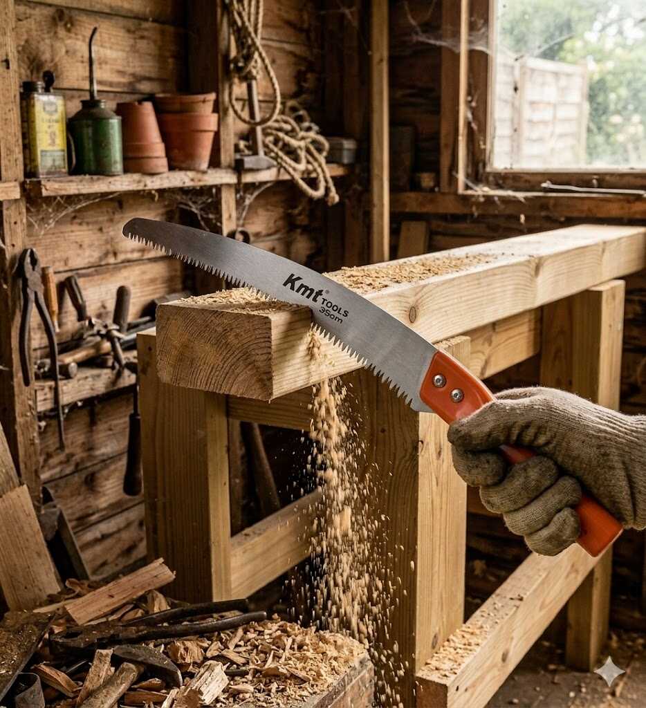 Kerti íves gallyazó fűrész biztonsági kampóval és ergonomikus markolattal 350mm Kmt TOOLS - Image 2