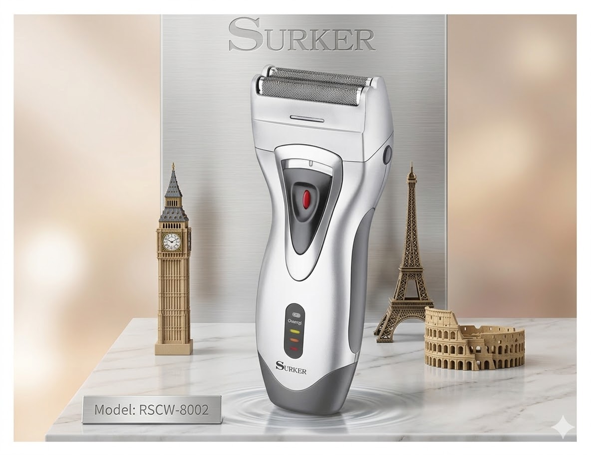 Klasszikus tölthető szitás borotva kipattintható pajeszvágóval és ultra vékony nemesacél szitával Surker - Image 3