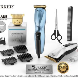 Erőteljes vezetékes professzionális hajvágó gép T-pengés technológiával 1-3 mm Surker