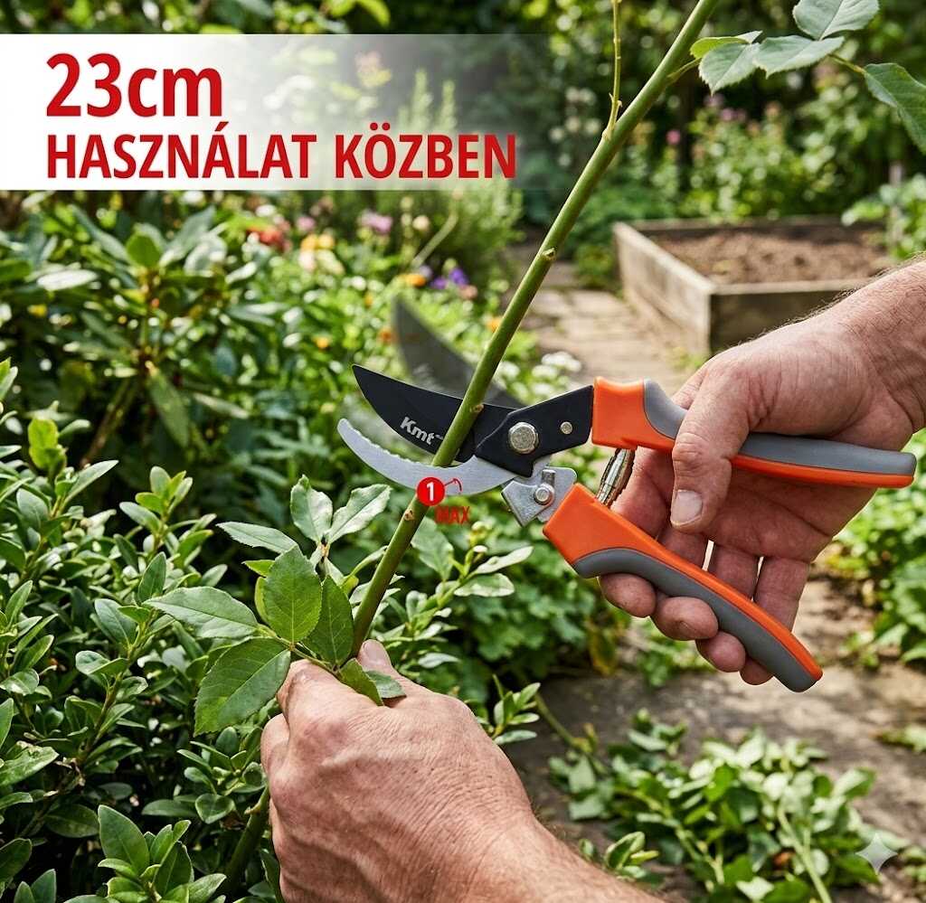 Kerti mellévágó metszőolló gumírozott markolattal 23cm Kmt TOOLS - Image 4