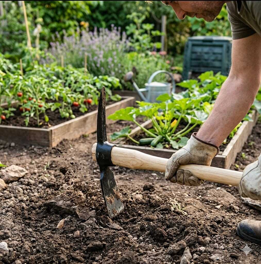 Kerti kézi csákánykapa és irtókapa natúr fa nyéllel 38cm Kmt TOOLS - Image 4