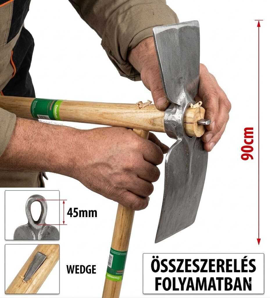 Erősített fa szerszámnyél ovális fejjel kapákhoz és csákányokhoz 90cm Kmt TOOLS - Image 4