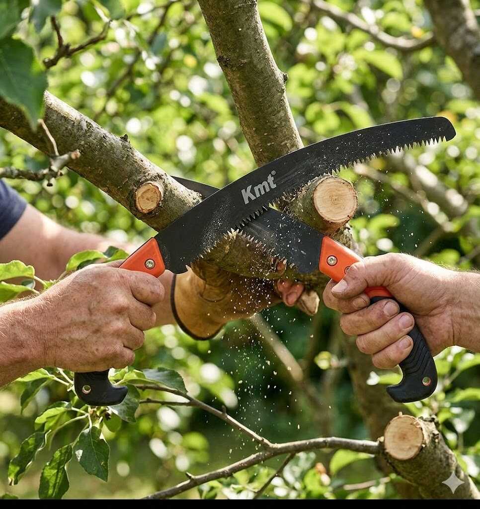 Kerti íves gallyazó fűrész teflon bevonattal és ergonomikus markolattal 350mm Kmt TOOLS - Image 4