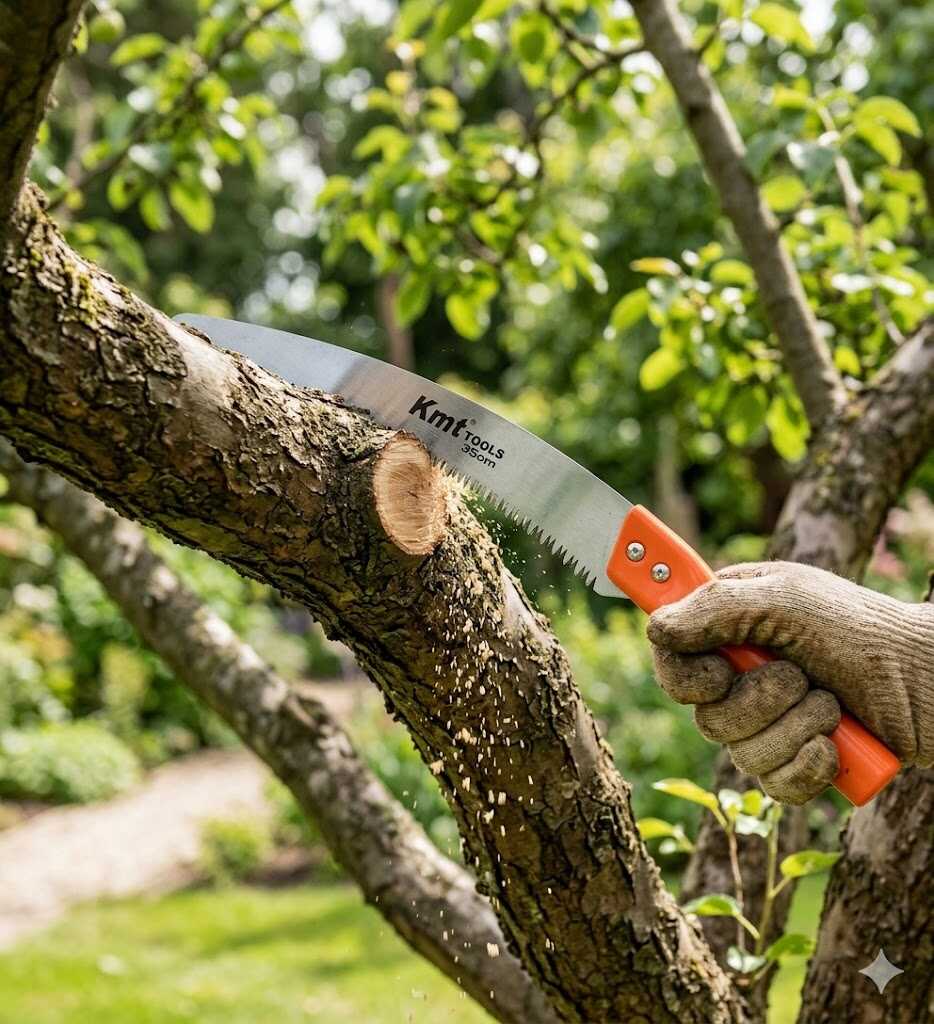 Kerti íves gallyazó fűrész biztonsági kampóval és ergonomikus markolattal 350mm Kmt TOOLS - Image 4